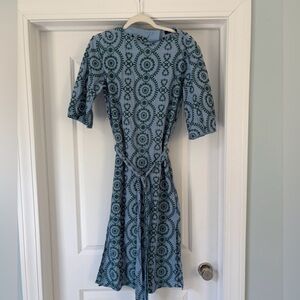Zara woman dress XS embroidered Blue Belted midi dress, gorgeous spring/summer
